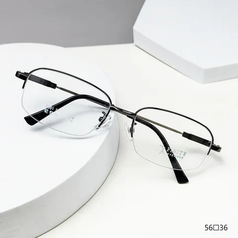 Montatura per Occhiali Semi-Rimless da Uomo d'Affari Leggera in Lega di Titanio con Memoria Ottica Quadrata