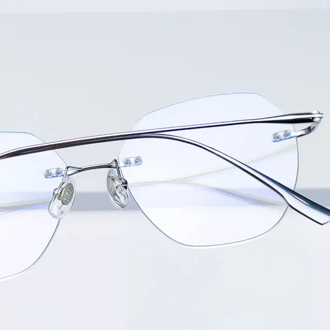 Monture de Lunettes Sans Monture en Titane Pur Hommes Femmes Designer Grand Bord Taillé en Diamant Lunettes de Vue Optiques