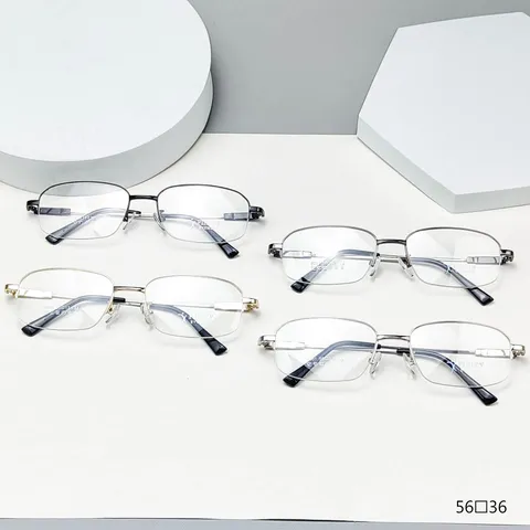 Montatura per Occhiali Semi-Rimless da Uomo d'Affari Leggera in Lega di Titanio con Memoria Ottica Quadrata