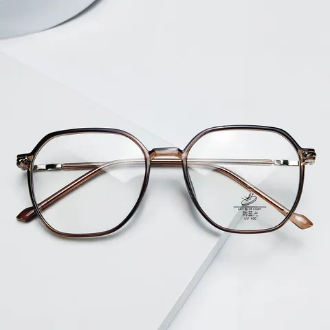 Polygon Anti Blue Light Optical Glasses Frame TR90 Metal Clear Lens Eyewear For Men Women Fashion Spectacles