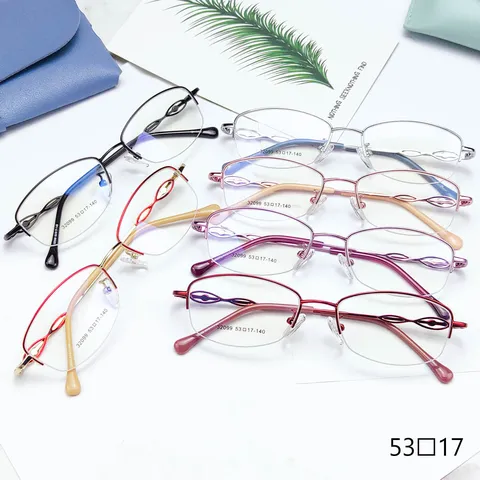 Women Business Optical Glasses Frame Elegant Metal Semi Rimless Oval Eyewear With Rhinestone Embellishment Daily Wear