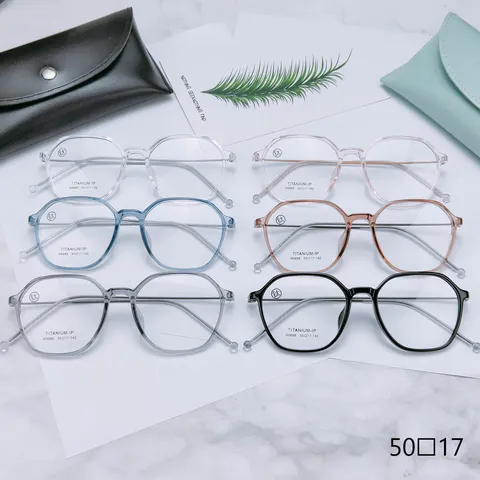 Monture de Lunettes en Pur Titane Polygone TR90 Monture de Lunettes de Vue Légère Pour Hommes Femmes