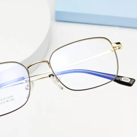 Unisex Business Retro Square Eyeglass Frames Lightweight Metal Optical Glasses Frame For Men Women Prescription Ready
