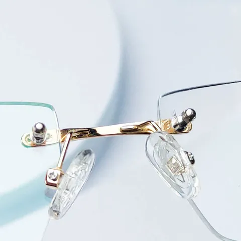 Monture de Lunettes Optiques Sans Monture en Pur Titane pour Hommes Verre Plat Clair Taillé en Diamant Lunettes de Myopie d'Affaires
