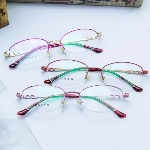 Women Business Optical Glasses Frame Metal Half Frame Brushed Myopia Eyewear