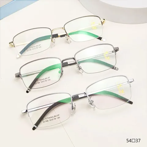 Herren Business Halbrand Titan Brillengestell Leichtes Metall Quadrat Optische Myopie Brille