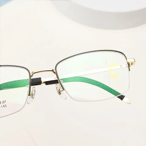 Herren Business Halbrand Titan Brillengestell Leichtes Metall Quadrat Optische Myopie Brille