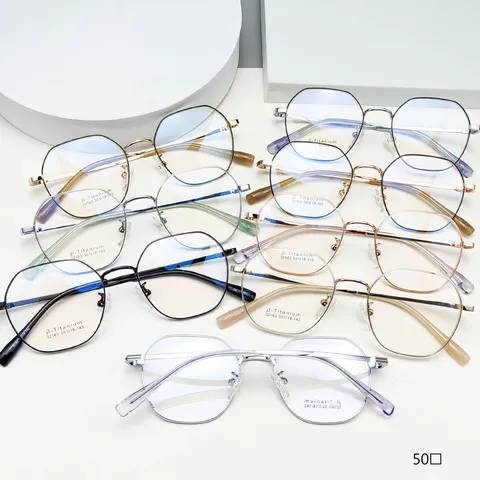 Vintage Polygon Titan Brillenrahmen Klein Gesicht Optische Brillen Für Damen Herren Metall Vollrand Brillenrahmen Retro Brillen