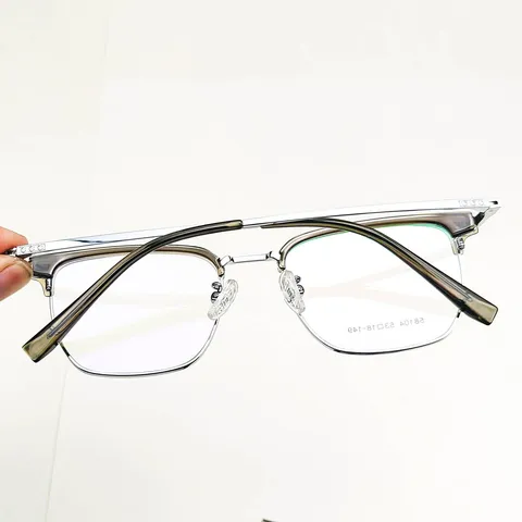 Unisex Retro Browline Optical Glasses Frame TR Plus Metal Lightweight Myopia Eyewear Clear Lens Fashion Spectacles