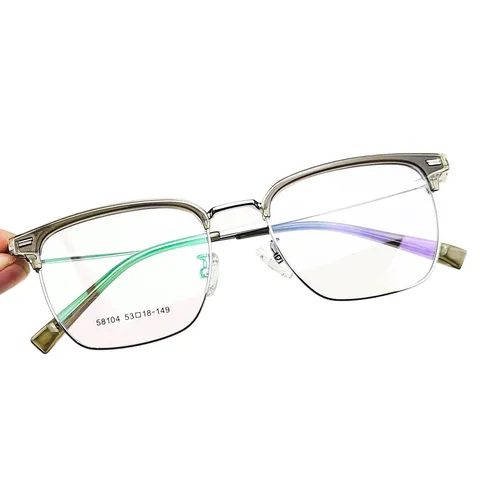 Unisex Retro Browline Optical Glasses Frame TR Plus Metal Lightweight Myopia Eyewear Clear Lens Fashion Spectacles