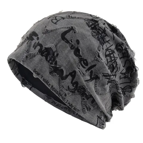 Unisexe Décontracté Mélange de Coton Bonnet Chapeau Impression de Lettres Slouchy Skull Cap Printemps Automne Fin Respirant