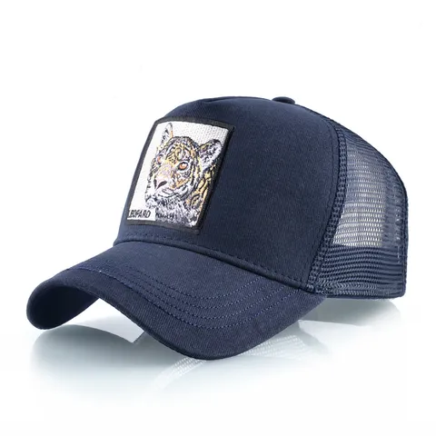 Casquette Trucker Homme Femme Maille Respirante Chapeau de Baseball Léopard Broderie Animal Patch Été Sport Extérieur