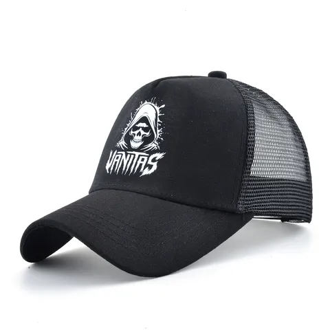Rue Américaine Vintage Crâne Imprimé Trucker Hat Unisex Respirant Maille Casquette de Baseball Hip Hop Snapback Hat