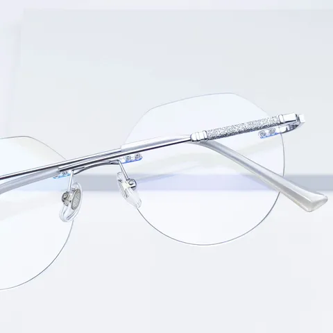 Montures de Lunettes de Designer sans Monture en Titane Pur Unisexe Grand Cadre en Métal Taille Diamant Lunettes Optiques pour Myopie