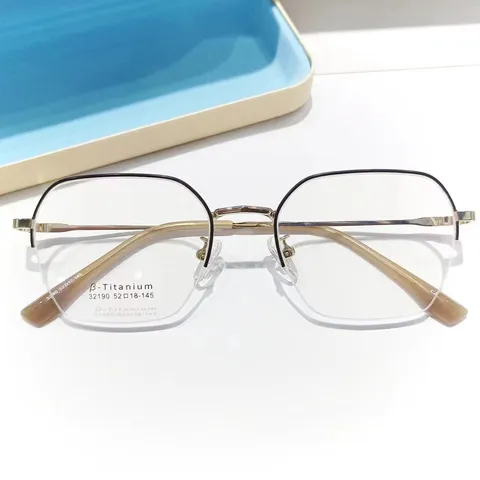 Retro Polygon Metal Optical Glasses Frame Unisex Half Frame Anti Blue Light Myopia Clear Eyeglasses Frame