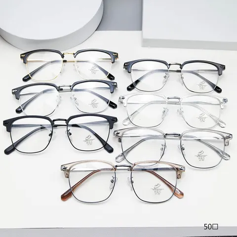 Anti-Blue Light Metal Optical Glasses Frame Unisex Fashion Prescription Eyewear Retro Clear Lens Spectacles