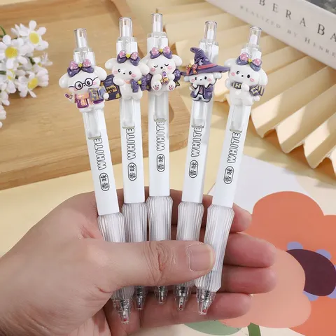 Cute Cartoon Rabbit Pendant Fragrant Gel Pen Set Black Ink Press Ballpoint Pens Student Stationery