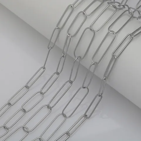 Stainless Steel Interlocking Oval Cross Chain Link For DIY Bracelet Necklace Titanium Steel Paperclip Chain Jewelry Making Accessories