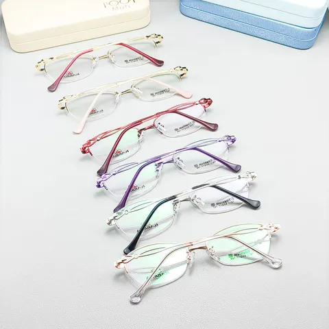 Classic Semi-Rimless Oval Metal Optical Glasses Frame Business Reading Glasses Frame For Women Fashion Eyewear