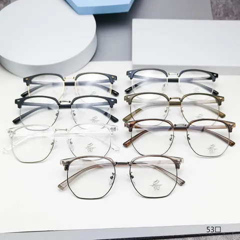 Polygon Anti-Blue Light Glasses Frame Metal Resin Optical Eyewear For Men And Women Fashion Trendy Clear Glasses