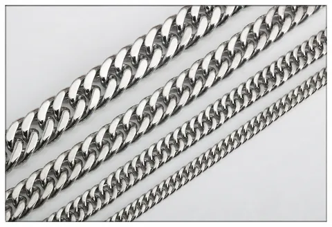 Acier Inoxydable Chaîne Gourmette au Mètre Heavy Metal Maille Cubaine pour Fabrication de Bijoux DIY Collier Sac Accessoire Bandoulière Remplacement
