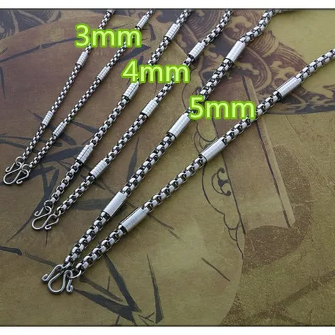Vintage Edelstahl Quadratische Perle Box Kette Halskette Für Männer Frauen Ethnischen Stil Ersatzkette Für Buddha Anhänger Schmuck Geschenk