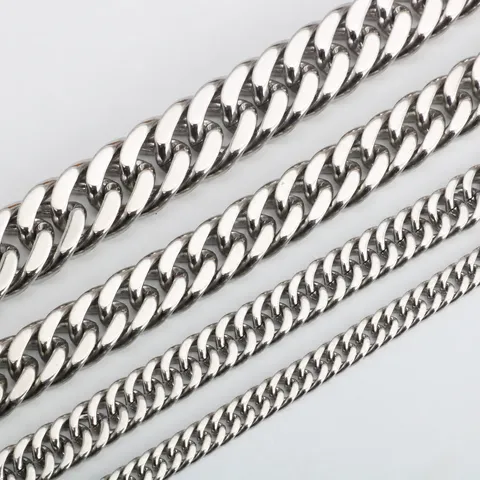 Acier Inoxydable Chaîne Gourmette au Mètre Heavy Metal Maille Cubaine pour Fabrication de Bijoux DIY Collier Sac Accessoire Bandoulière Remplacement