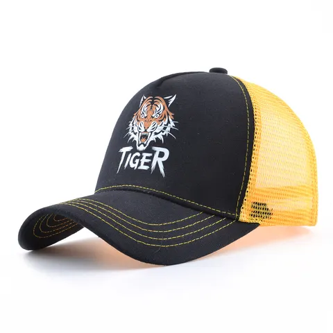 Casquette de Baseball de Sport en Plein Air Unisexe Maille Respirante Protection Solaire Motif Tigre Imprimé Coton Polyester