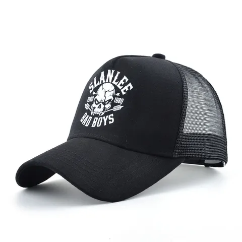 Rue Américaine Vintage Crâne Imprimé Trucker Hat Unisex Respirant Maille Casquette de Baseball Hip Hop Snapback Hat