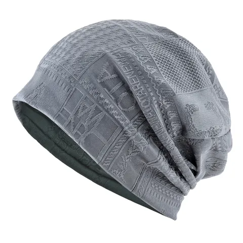 Bonnet Beanie en Tricot Léger et Respirant pour Hommes Été Slouchy Skull Cap Casual Couvre-Chef d'Extérieur Avec Motif de Lettres