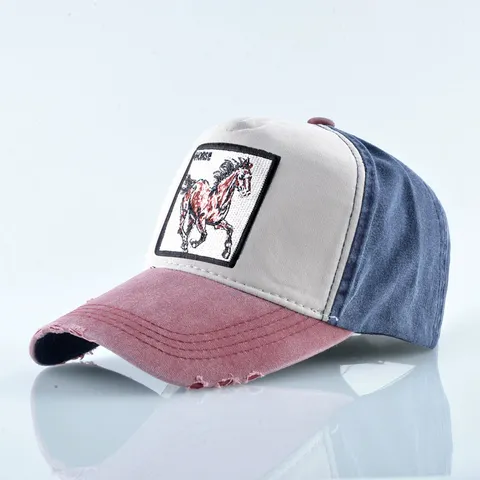 Unisexe Vintage Animal Brodé Patch Mesh Trucker Hat Coton Polyester Respirant Extérieur Sport Casquette de Baseball