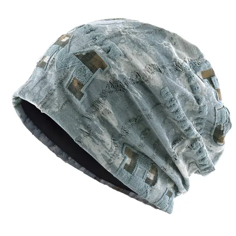Bonnet Beanie Tricoté Usé Vintage Américain Unisexe Décontracté Slouchy Skull Cap Hip Hop Streetwear