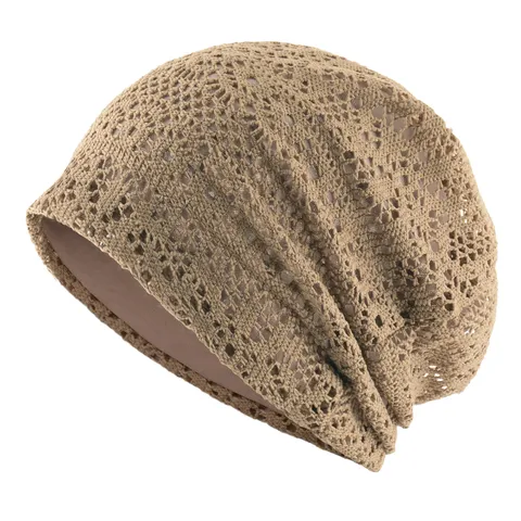 Chapeau Beanie Décontracté d'Été pour Femmes Respirant Découpé Bonnet en Tricot Souple Accessoires de Coiffure de Mode Quotidienne Légers