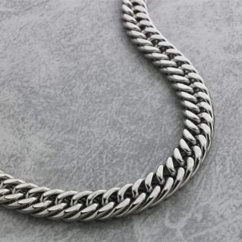 Hip Hop Punk Titanium Steel Curb Chain Necklace For Men Chunky Double Woven Polished Long Heavy Metal Chain Fashion Jewelry Gift