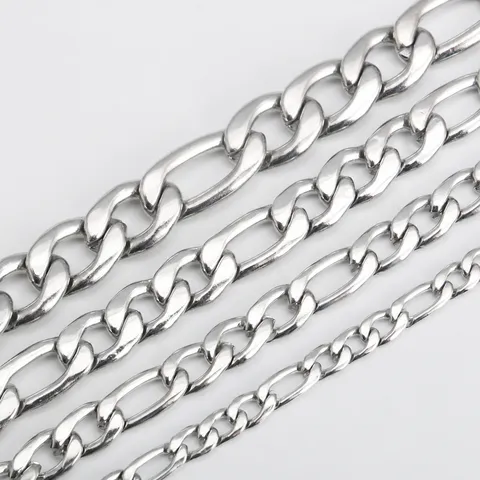 Stainless Steel Figaro Chain Bulk Uncut Link Chain For DIY Jewelry Making Mens Womens Necklace Luggage Chain Roll Craft Supplies