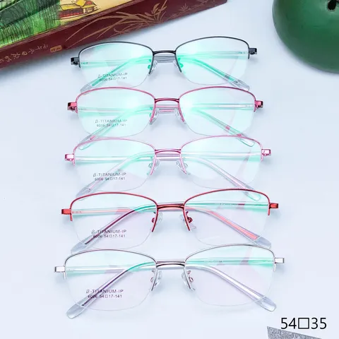 Montatura per Occhiali da Vista in Metallo da Donna Semi-Rimless Astine in Acetato Vintage Ovale Occhiali Moda
