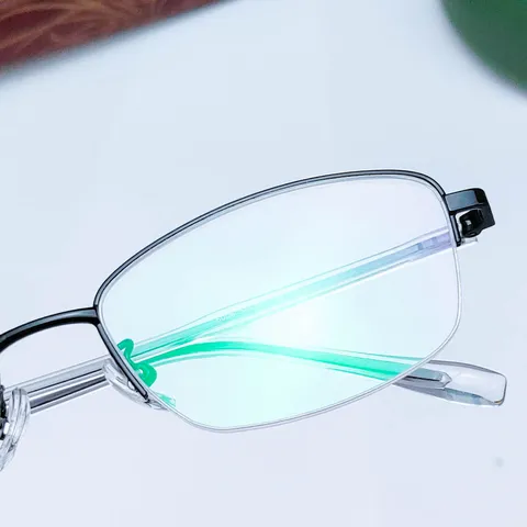 Montatura per Occhiali da Vista in Metallo da Donna Semi-Rimless Astine in Acetato Vintage Ovale Occhiali Moda
