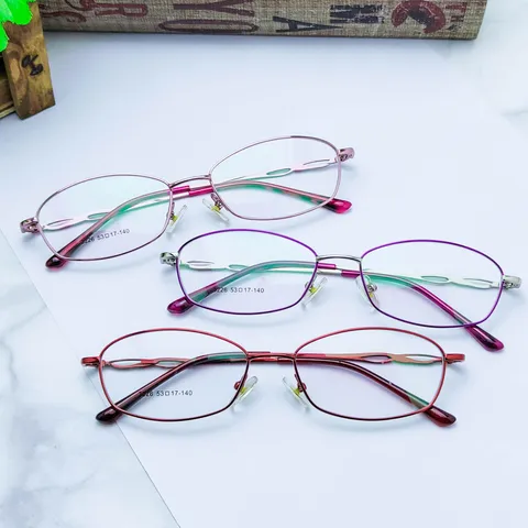 Women's Business Optical Glasses Frame Metal Full Frame Oval Eyewear Clear Lens Fashion Retro Spectacle Frame