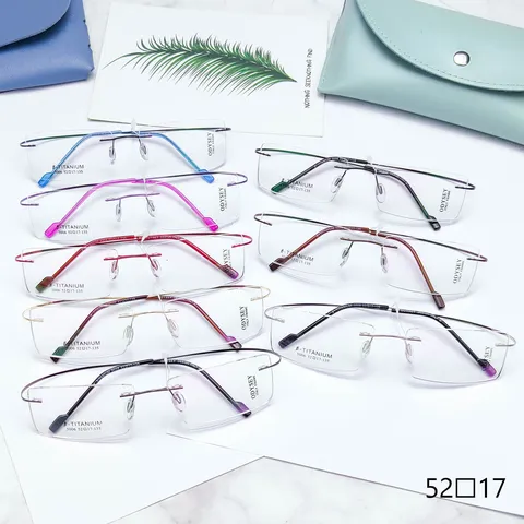 Minimalist Beta Titanium Rimless Eyeglass Frames Square Optical Glasses For Men And Women Lightweight Big Face Glasses