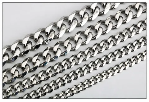Chaîne DIY en Acier Inoxydable Gourmette Cuban Link Pour Fabrication de Bijoux Collier Bracelet Chaîne en Acier Titane Poli Accessoire de Sac