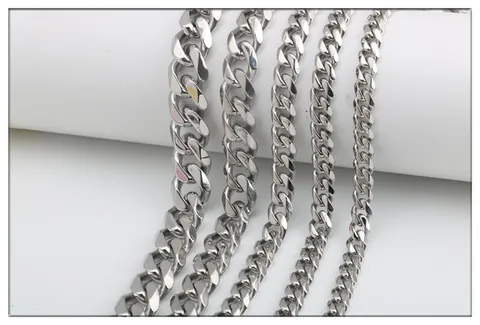 Catena Fai da Te in Acciaio Inossidabile Cuban Link per Collane Bracciali Creazione Gioielli Catena in Acciaio al Titanio Lucido Accessorio per Borse