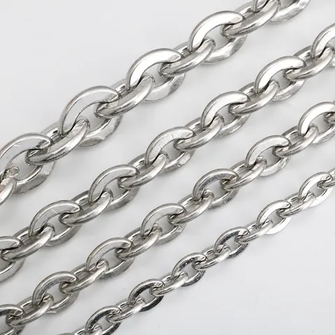 Catena O-Chain Appiattita in Acciaio Inossidabile Catena a Croce per Creazione Gioielli Fai da Te Collana Borsa Accessori Catena a Maglie in Metallo Lucido