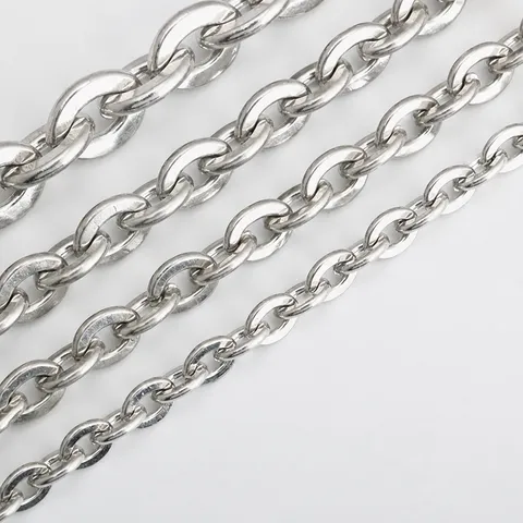 Catena O-Chain Appiattita in Acciaio Inossidabile Catena a Croce per Creazione Gioielli Fai da Te Collana Borsa Accessori Catena a Maglie in Metallo Lucido
