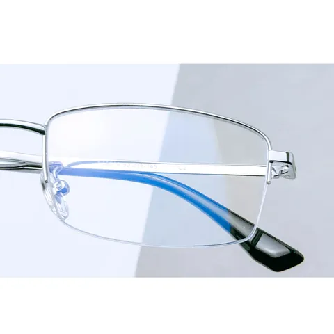 Monture de Lunettes Optiques Demi-Cerclée Homme Affaires Pur Titane Métal Lunettes de Vue Légères pour Hommes