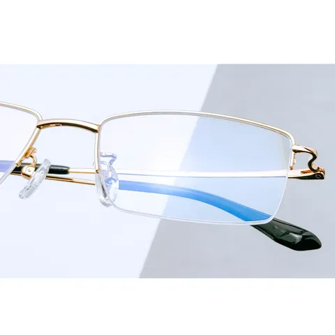 Monture de Lunettes Optiques en Titane Pur Hommes Affaires Demi-Monture Métal Brossé Luxe Lunettes de Vue pour Grand Visage