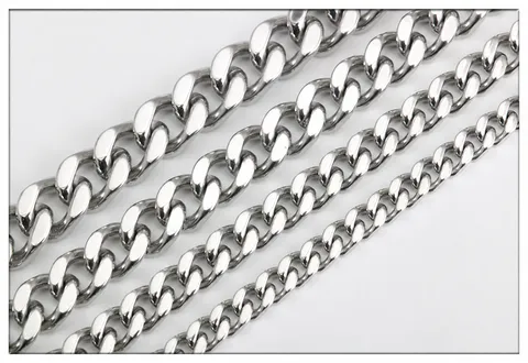 Chaîne Maille Gourmette en Acier Inoxydable au Mètre pour Collier DIY Fabrication de Bijoux Accessoires de Sac Unisexe