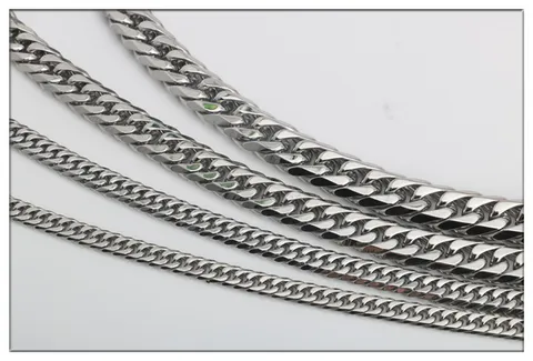 Catena a Maglia Barbazzale in Acciaio Inossidabile a Doppia Trama Rettifica a Sei Lati Cuban Link Fai-da-te Gioielli Accessori Per Collana Bracciale Borsa Uomo Donna