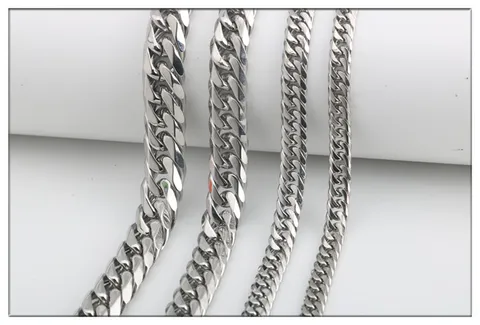Catena a Maglia Barbazzale in Acciaio Inossidabile a Doppia Trama Rettifica a Sei Lati Cuban Link Fai-da-te Gioielli Accessori Per Collana Bracciale Borsa Uomo Donna