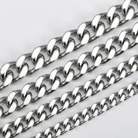 Chaîne Maille Gourmette en Acier Inoxydable au Mètre pour Collier DIY Fabrication de Bijoux Accessoires de Sac Unisexe