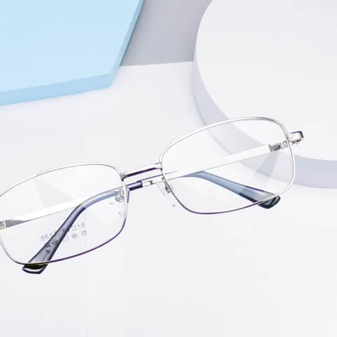 Men's Metal Optical Glasses Frame Thick Gold Electroplated Square Eyewear With Acetate Temple Tips Business Daily